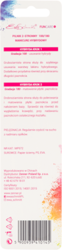 Tył białego opakowania dwustronnego pilnika Semilac 100/180 do manicure hybrydowego, z opisem użycia.