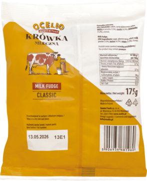 OCELIO ,krówka mleczna, bezglutenowa,tył