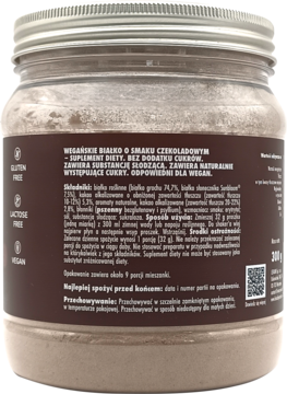 LEVANN SUPPLEMENTS Vegan Protein ,wegańskie białko o smaku czekoladowym, suplement diety,tył