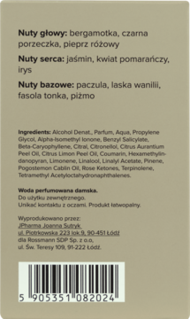 Jasnobrązowy tył opakowania Scent of beauty N°2, damska woda perfumowana, z nutami głowy, serca i bazy.