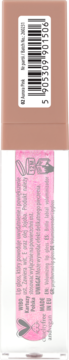 Nude błyszczyk powiększający do ust "Aurora Pink" z wit. E i Jojoba, tył opakowania z kodem kreskowym.