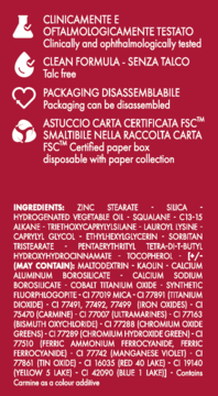 Tył opakowania Vamp! Matt z pełną listą składników, certyfikatami: talc free, FSC oraz testami.