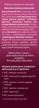 Opis serum Bioklinika Peonia 50-70+ z retinalem, o naturalnym składzie, redukujące zmarszczki i ujędrniające skórę.