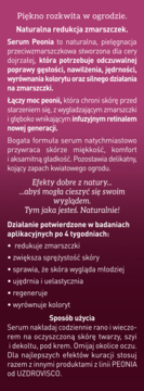 Tekst o serum Peonia UZDROVISCO, przeciwzmarszczkowym z retinalem nowej generacji, na różowym tle.