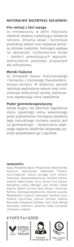 Tył etykiety serum YOPE Skin Progress z opisem składników aktywnych: pro-retinyl, hialuron i puder gemmoterapeutyczny.