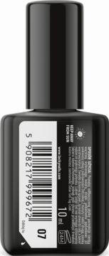 Lakier Lacky Nails Solar Gel 07 baby pink, tył czarnej butelki z etykietą, kodem kreskowym i pojemnością 10ml.
