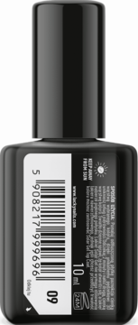 Tył czarnego opakowania lakieru Lacky Nails Solar Gel nr 09, z białą etykietą, kodem kreskowym, objętością 10ml i polskimi napisami.
