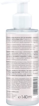 Tył emulsji micelarnej MySoftEmulsion 3w1 w białej butelce z pompką, widoczne szczegółowe informacje i pojemność 140ml.