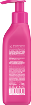 Tył różowego mleczka termoochronnego Neboa 175ml z pompką, widoczne etykiety z polskim opisem i kodem kreskowym.