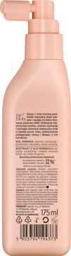 Tył brzoskwiniowego sprayu Neboa Styling Waves Look z solą morską 175ml. Widoczna etykieta z opisem i kodem.