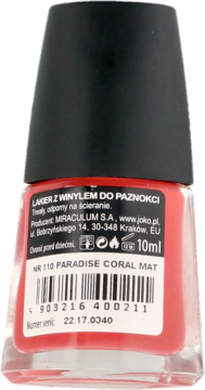 JOKO Find Your Colour ,lakier do paznokci, nr 110 Paradise Coral Mat,tył