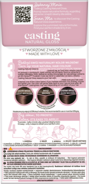 L'ORÉAL PARIS CASTING NATURAL GLOSS ,farba do włosów, półtrwała, nr 323 Czekoladowy Ciemny Brąz,tył