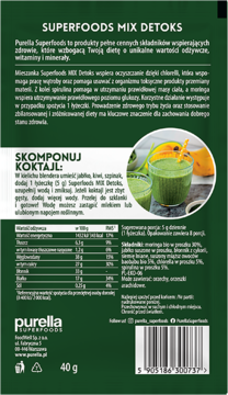 PURELLA SUPERFOODS Detoks ,mieszanka baobab, spirulina, chlorella,tył