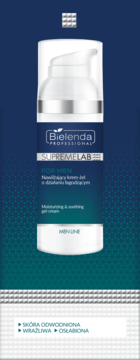 Bielenda Supremelab For Men nawilżający i kojący krem-żel, biała butelka z pompką, widok z przodu.