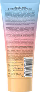 Tył tuby delikatnego kremu do depilacji Eveline 175 ml, z polskim opisem i kodem kreskowym.