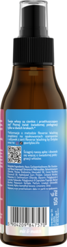 Tył brązowej butelki OnlyBio odżywki w mgiełce do włosów, 150 ml, z niebieską etykietą, tekstem i kodem kreskowym.