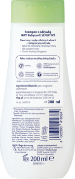HIPP Baby Sanft Sensitive,szampon z odżywką, 2w1, dla dzieci od 1. dnia życia,tył