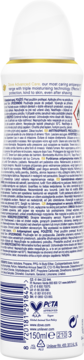 Tył białego antyperspirantu Dove Advanced Care 150ml z polskim opisem, kodem kreskowym i logo PETA.