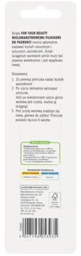 Tył opakowania wielowarstwowego pilnika do paznokci FOR YOUR BEAUTY z polskim opisem, instrukcją i kodem kreskowym.