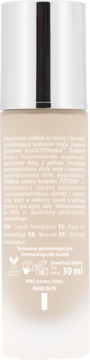 Tylna strona beżowego podkładu do twarzy 30 ml z formułą długotrwałą i składnikami naturalnymi.