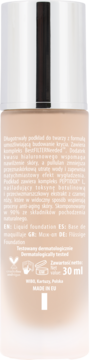 Tył beżowej butelki długotrwałego podkładu do twarzy, z widocznym polskim opisem i pojemnością 30 ml.