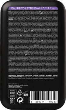 Tył ciemnofioletowego flakonu STR8 GAME Eau de Toilette 50ml, z białymi napisami i kodem kreskowym.