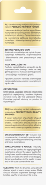 Close-up of Perfect Touch Beauty Brushes eyeshadow set packaging with product details in English and Polish.