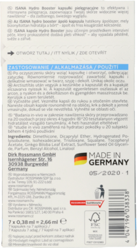 ISANA Hydro Booster ,nawilżające kapsułki pielęgnacyjne,tył