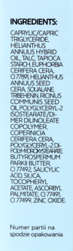 Isana korektor ciemny, matujący. Tył opakowania z listą składników: tlenek cynku i kwas salicylowy.