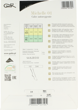 GATTA Michelle ,pończochy damskie samonośne, Nero, rozm. 3-4,tył