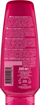 Tył różowej butelki odżywki ochronnej Elseve Color Vive 200ml, z widocznymi etykietami i kodem kreskowym.