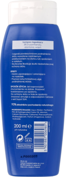 Tył niebieskiej butelki żelu Ziaja Sopot Sun po opalaniu z D-panthenolem, widoczna etykieta ze składem.