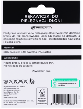 FOR YOUR BEAUTY ,rękawiczki do pielęgnacji dłoni,tył