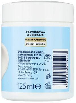 Tył białego opakowania wazeliny Isana do pielęgnacji suchej skóry, z niebieską etykietą i kodem kreskowym.