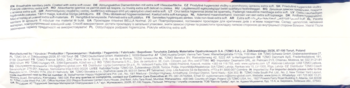 Fragment opakowania oddychających podpasek higienicznych z opisem cech, w tym włóknina extra soft.