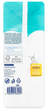 Tył białego opakowania pieluchomajtek Babydream Maxi (9-15 kg, 22 szt.) z logo FSC i kodem kreskowym.