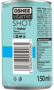 OSHEE ,suplement diety, Magnez + Witamina B6, o smaku mango, acai i guavy,lewa