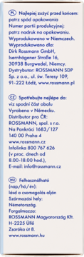 Tył opakowania mydła babydream z informacjami o produkcie w językach polskim, czeskim i węgierskim.