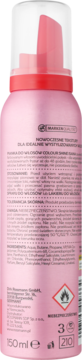 Tył różowej pianki do włosów ISANA Colour Shine dla farbowanych włosów, z polskim tekstem i symbolami ostrzegawczymi.