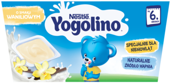 NESTLÉ YOGOLINO ,deserek mleczny o smaku waniliowym, po 6. m-cu,lewa