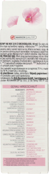 Tył opakowania kremu Alterra Q10 z orchideą, 50 ml, z listą składników i opisem w języku polskim.