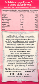 PLUSSSZ ZIZZZ Disney ,suplement diety w postaci musujących tabletek o smaku poziomkowym,lewa