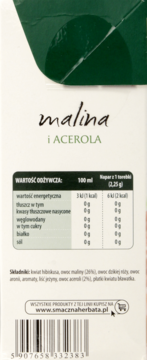 BIG-ACTIVE ,herbatka owocowo-ziołowa o smaku malinowym z acerolą, ekspresowa,lewa