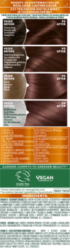 Krem koloryzujący Garnier Color Naturals, jasny kasztan: panel przed/po, bogaty długotrwały kolor.