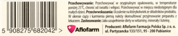 Acti Vita-Miner suplement diety, dolna część opakowania z kodem kreskowym i logo Aflofarm na jasnym tle.