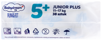 BABYDREAM Fun&Fit ,pieluchy, 5+ Junior Plus, 11-17 kg,lewa
