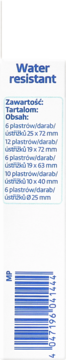 Bok białego opakowania plastrów Altapharma, z napisem "Water resistant", listą zawartości i kodem kreskowym.