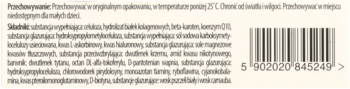 Tył opakowania suplementu Laboteq Skin. Beżowy kartonik z polskimi składnikami i kodem kreskowym.