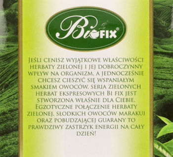 BIFIX ,herbata zielona, ekspresowa, Guarana z marakują,lewa