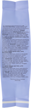 Tył opakowania Laudatio Latte Macchiato, proszek do kawy, z opisami i składnikami w wielu językach.